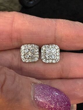 Earrings- Stainless steel silver tone Earrings with CZ NWT